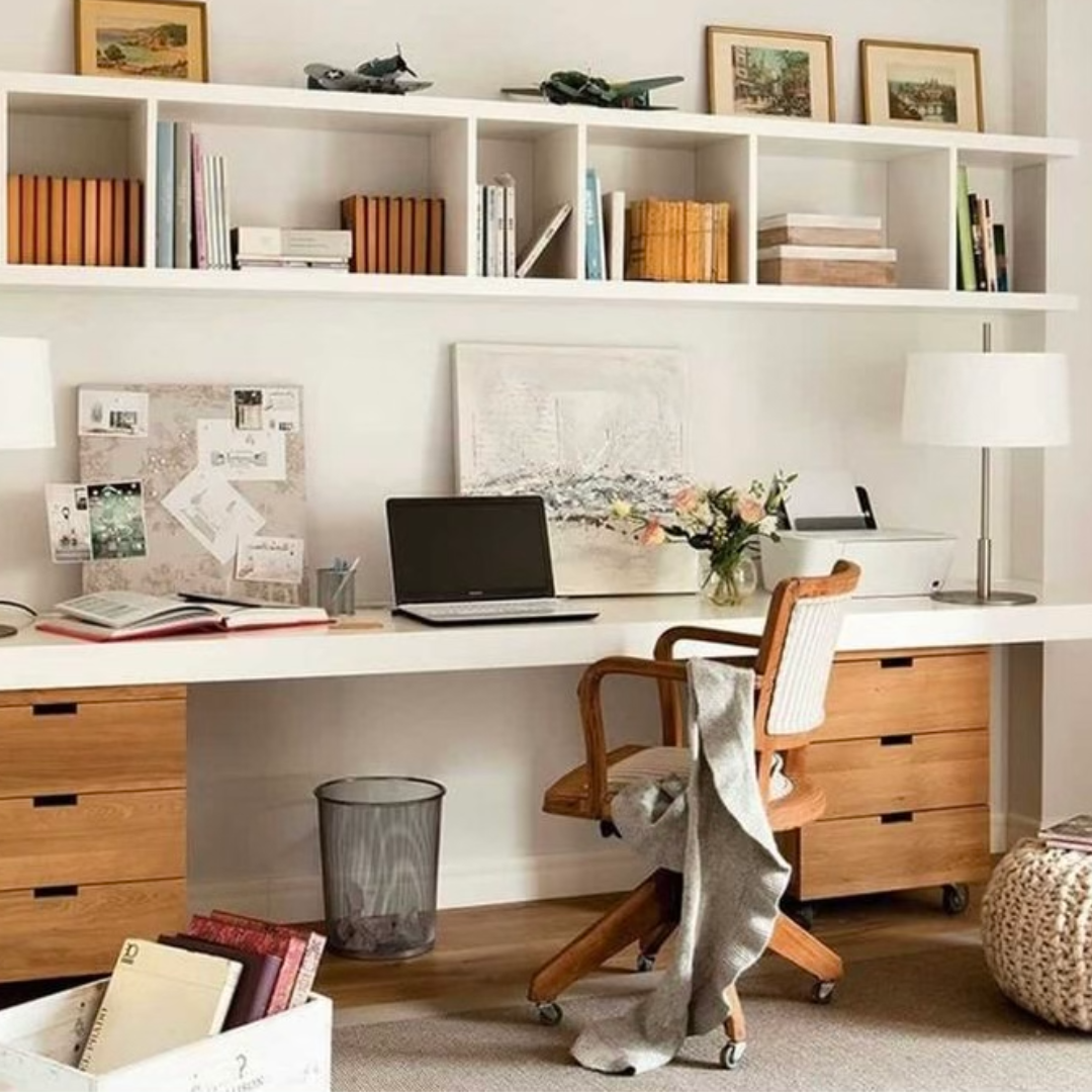 home office setup with desk and chair