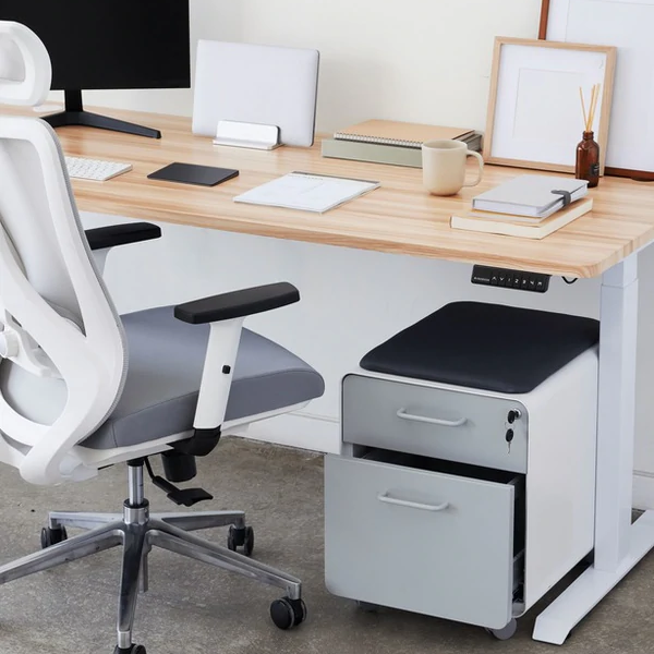 electric standing desk made of wood